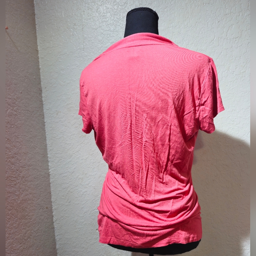 Ann Taylor Coral Wrap Style Blouse Womens Size Medium image 5